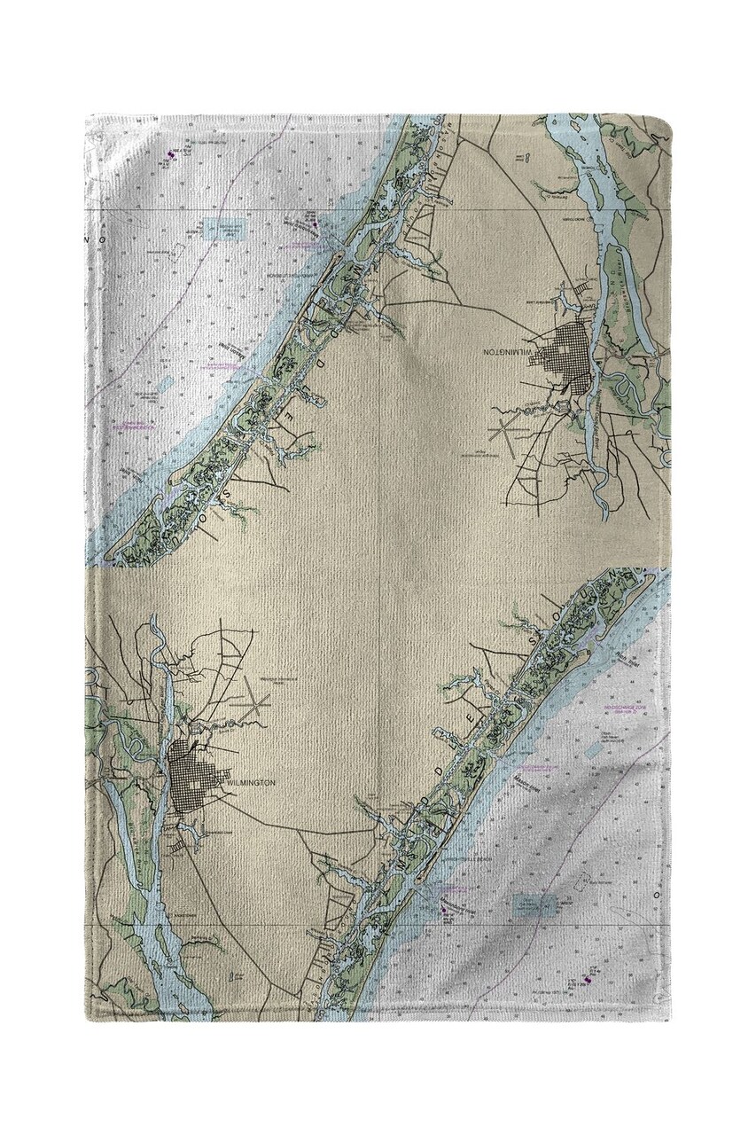 Betsy Drake Wilmington - Wrightsville Beach, NC Nautical Map Kitchen Towel